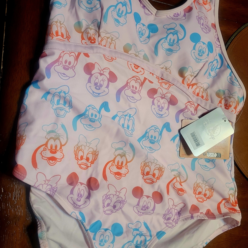 Disney Kids Swim One Piece - Pink with Multicolor Characters